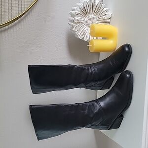 Women's Naturalizer Leather Black Slip-On Mid-Calf 7.5/8  Boots